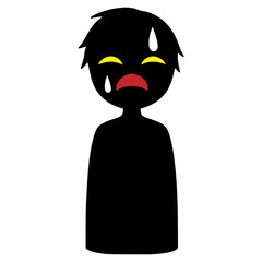 困惑する悪人イメージの黒いシルエットの人物の素材