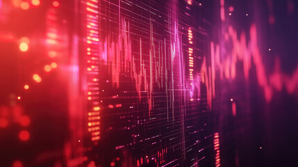 Obraz premium Digital stock market graph on tech background showing financial crisis and market fluctuations