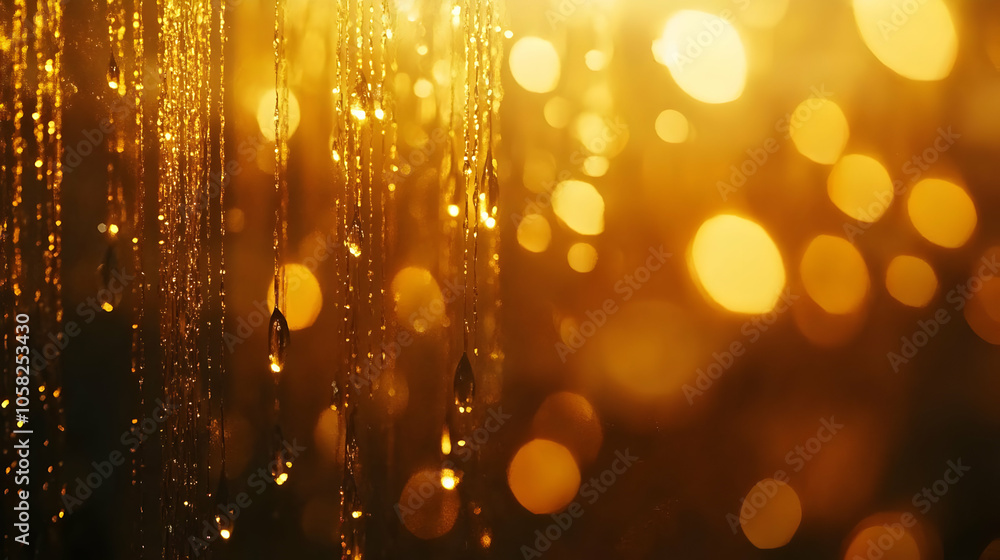 Aufkleber abstract background - golden bokeh lights and shimmering lines