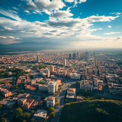 Boston aerial view in the early morning sun aerial city Ultra realistic Photorealistic aerial photography drone photography 