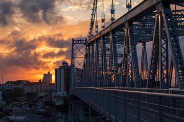 Hercílio Luz bridge at sunset Florianopolis Santa Catarina  Brazil Florianópolis 
