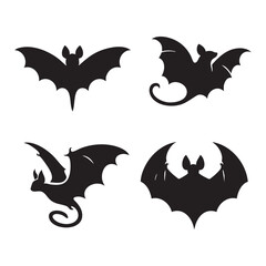 Fototapeta premium Set of fledermaus silhouette on white background