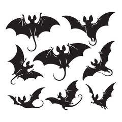 Set of fledermaus silhouette on white background