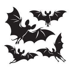 Fototapeta premium Set of fledermaus silhouette on white background