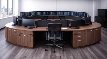 High Angle View of Modern 3D Bank Office Interior