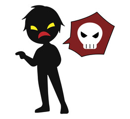 悪人とドクロマークの危険な話をするイメージの素材