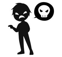 悪人とドクロマークの危険な話をするイメージの素材