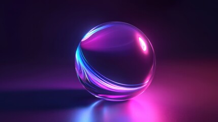 Obraz premium 3D glow effect of a futuristic, glowing orb with dynamic, shifting colors and smooth, reflective
