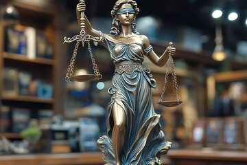 Obraz premium Legal and law concept statue of Lady Justice with scales of justice, Ai
