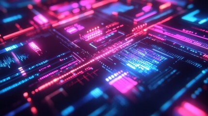 Obraz premium 3D glow effect of an illuminated digital interface with bright, dynamic light patterns and