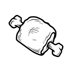 meat beef steak bbq drawing coloring line art style sketch classic vintage design illustration