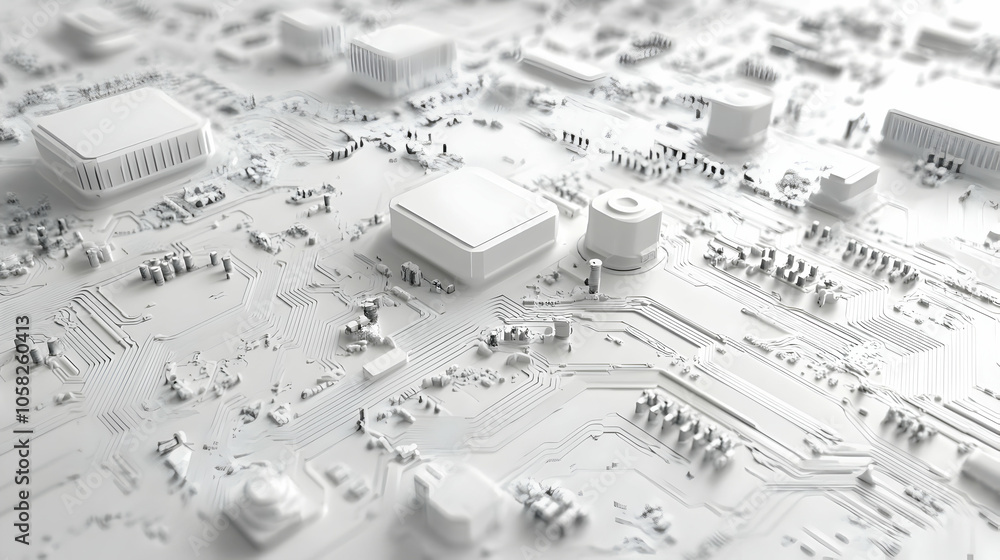 Poster 3d illustration abstract technology background cpu chip circuit board