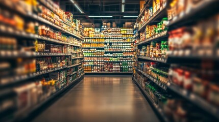 Fototapeta premium Observing shopping dynamics in a busy grocery store environment.