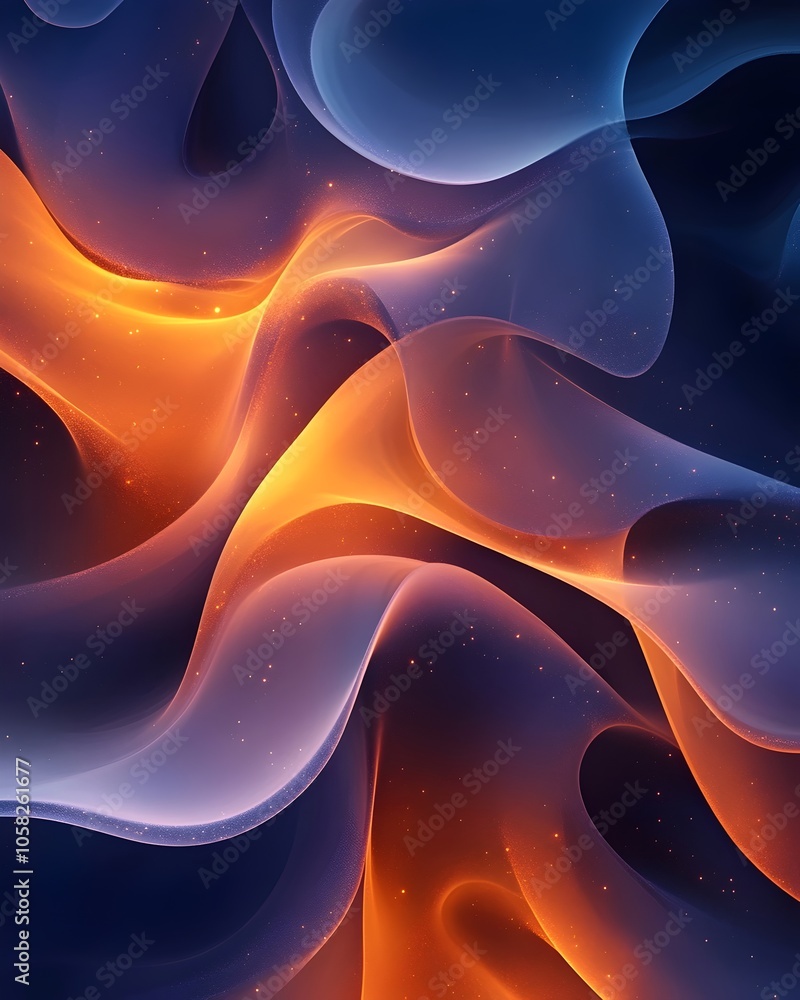 Poster an abstract composition of flowing orange and blue waves creates a vibrant and dynamic visual experi