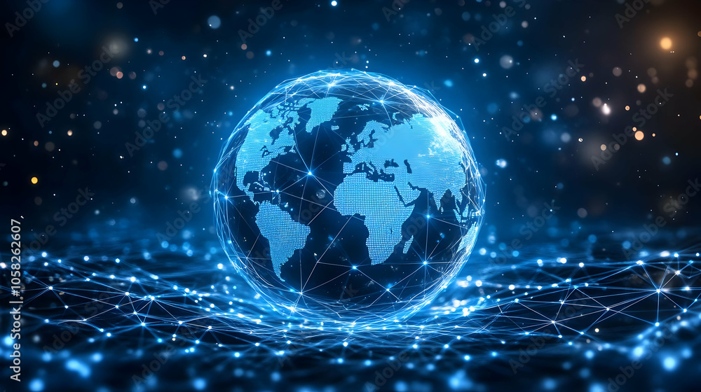 Poster abstract background - global network connections and data transfer