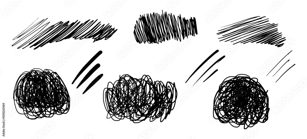 Poster set of hand drawn scribble sketch circle object. tangled grungy round scribble. isolated on white ba