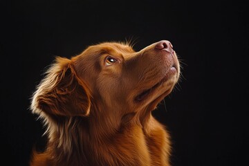 Mystic portrait of Newfoundland in studio, copy space on right side, Headshot, Close-up View, isolated on black background