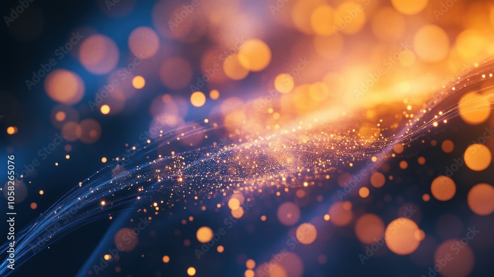 Poster abstract image featuring glowing orbs and flowing lines, evoking a sense of motion and light.