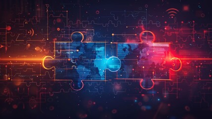 Obraz premium Futuristic tech-inspired abstract background, symbolizing connectivity and interoperability, Digital representation of integration concept 