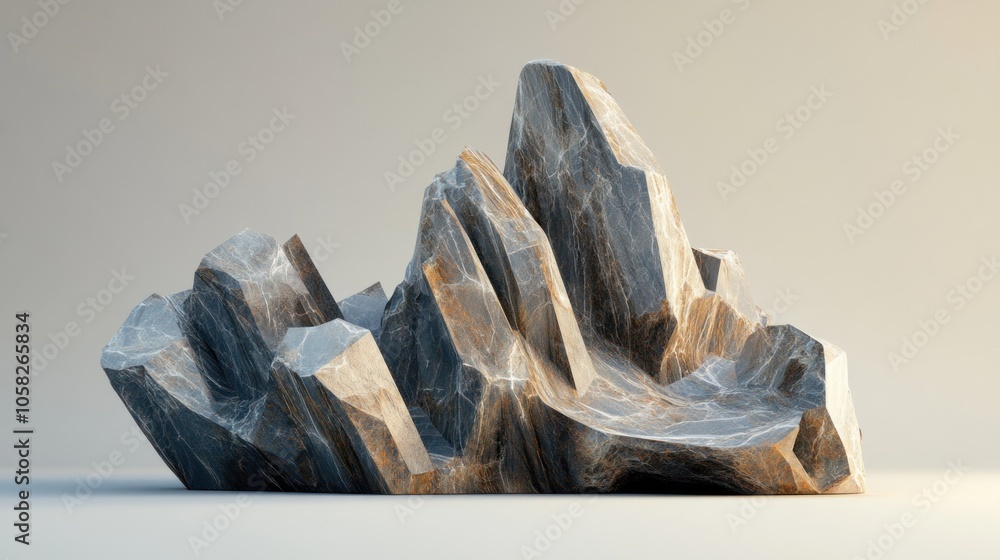 Poster a stylized rock formation displaying intricate textures and shapes.