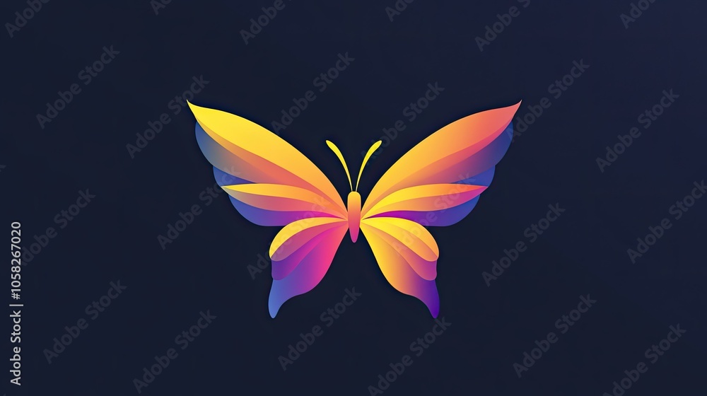 Poster minimalist butterfly icon with clean, flowing lines and simple shapes.