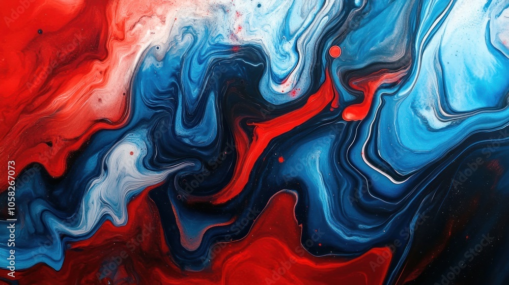 Aufkleber abstract swirling patterns in red, blue, and white, creating a vibrant and dynamic visual effect.