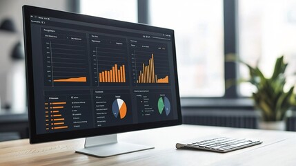 KPI performance measurement concept. Dashboard Displaying KPI or Key Performance Indicators  on Screen with Business KPI Performance Measurement and Data Analysis for Growth