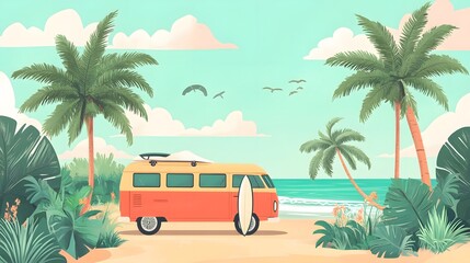 summer travel illustration. 