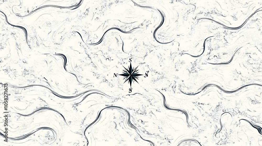 Poster abstract background with a compass design on a swirling marble pattern.