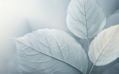 Delicate Veined Leaves with Soft Gradient Background
