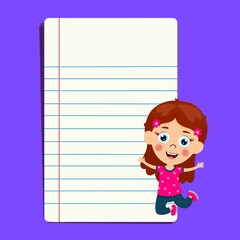 Cute girl with note paper vactor image