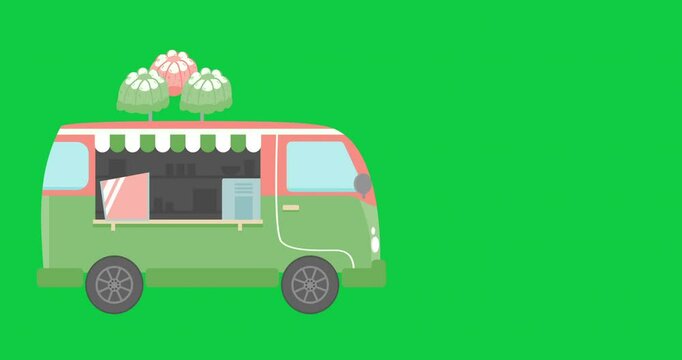 Indonesian Traditional steamed cake Kue Putu Ayu food truck