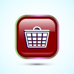 Basket icon design illustration, Shopping basket icon, Red Color Square Button Design