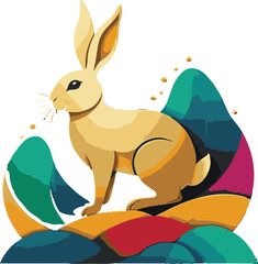 Colorful Rabbit vector design, Rabbit Illustration vector design, Rabbit logo and icon Design