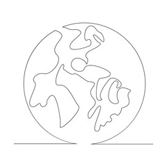 Vector continuous one line drawing earth day illustration and minimalist