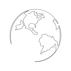 Vector continuous one line drawing earth day illustration and minimalist