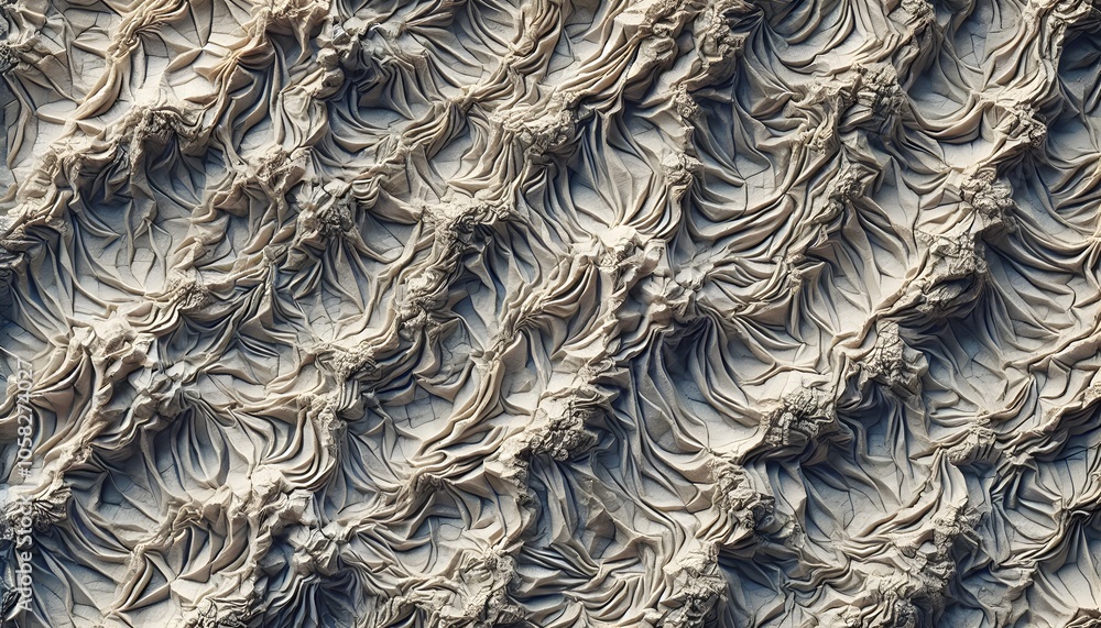 Poster close-up of textured surface resembling natural formations, showcasing wavy patterns in earthy tones