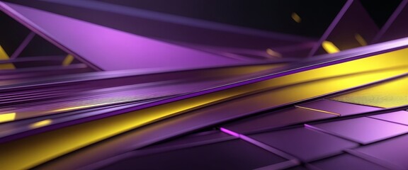 Futuristic abstract design with purple and yellow geometric patterns