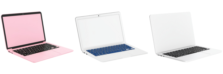 Stylish and Minimalistic Laptop Designs Showcased on Transparent Backgrounds