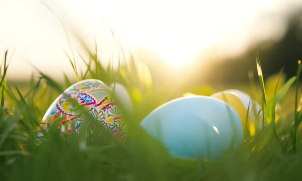 easter eggs in grass