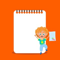 Cute boy with note paper vactor image