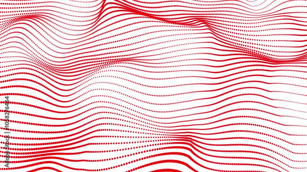 Aufkleber abstract red dot line with a dynamic wave on white background. abstract digital wave dots lines part