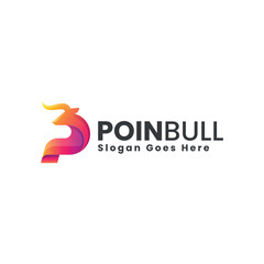 Vector Logo Illustration Bull Gradient Colorful Style