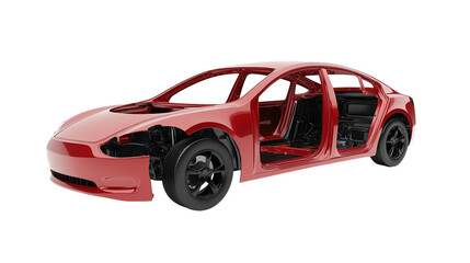 Sleek red car with doors open, showcasing interior, design, and automotive excellence for modern transportation