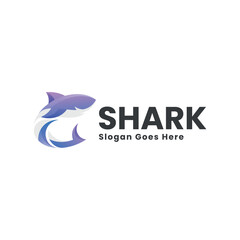 Vector Logo Illustration Shark Gradient Colorful Style