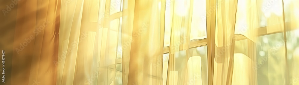 Poster a window with a curtain that is open and letting in the sunlight