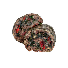Close-up of Sliced Spinach and Sun-Dried Tomato Sausage