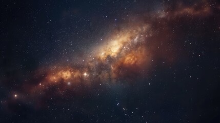 Fototapeta premium Stars in the Milky Way galaxy with a bright, unsettling glow on a dark sky.