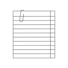 lined paper with clip isolated