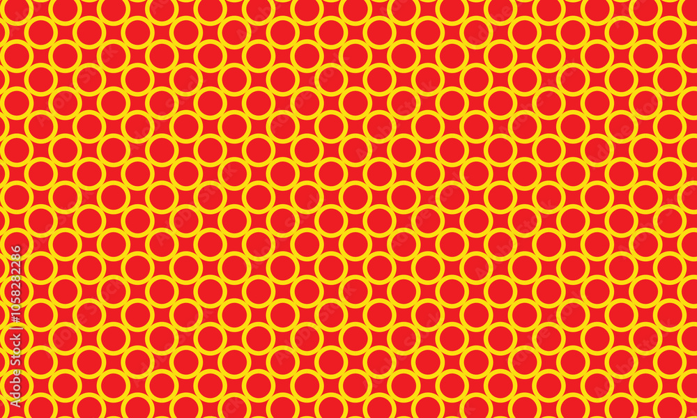 Poster abstract yellow circle pattern on red suitable for banner, poster.